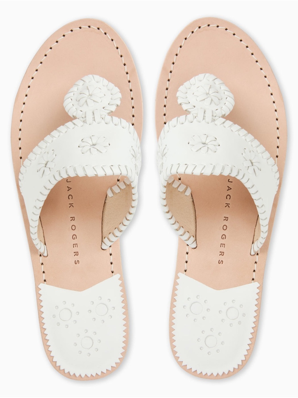 Jack Rogers White Leather Original Sandals - Women’s Size 6